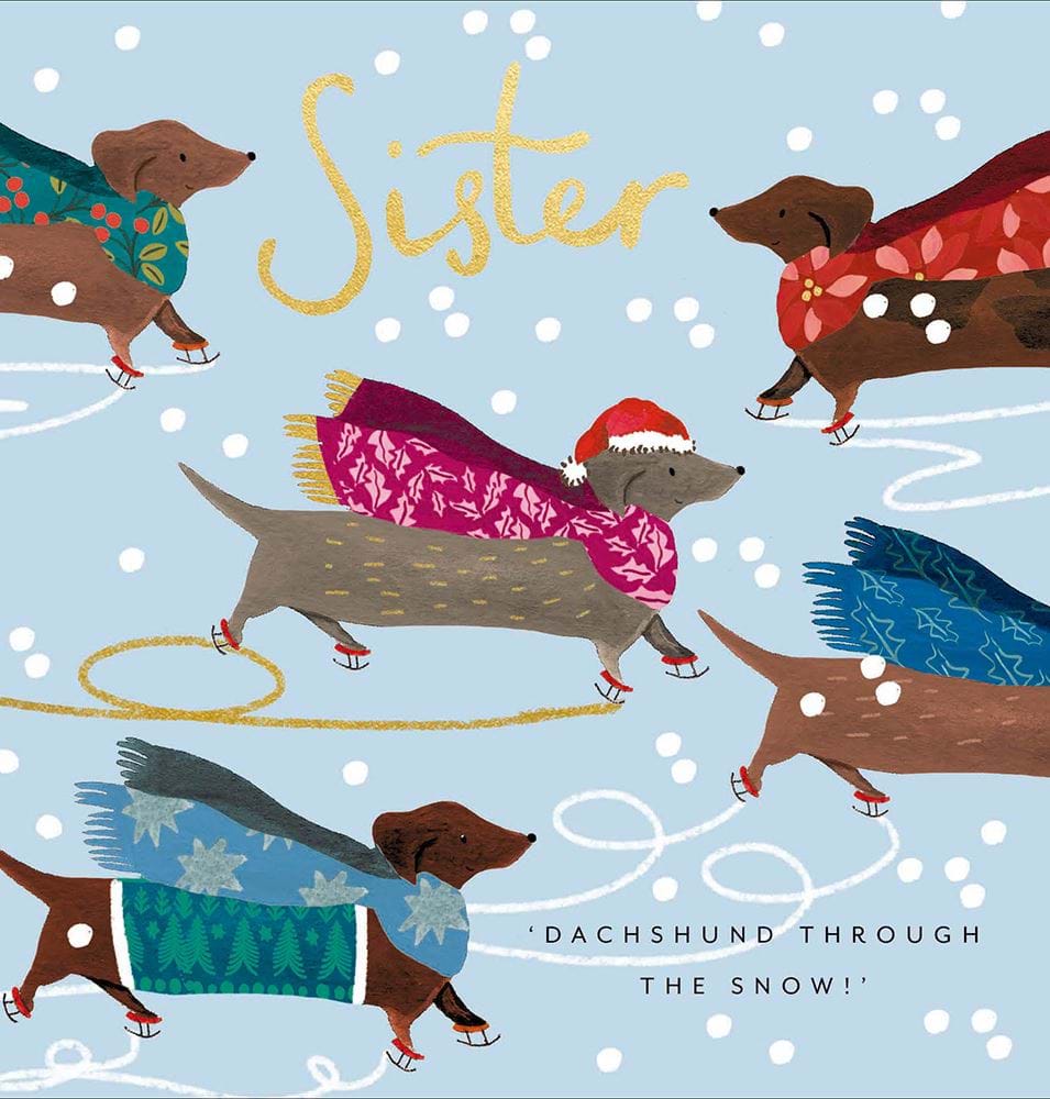 Sausage Dogs Sister Christmas Card
