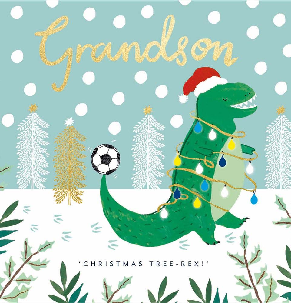 Dinosaur Grandson Christmas Card