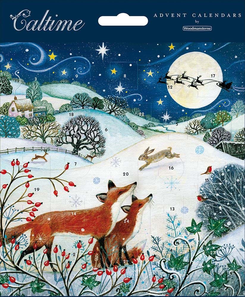 Foxes in Moonlight Christmas Advent Calendar Card