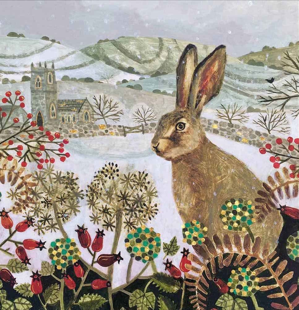 Snowy Hare Christmas Card