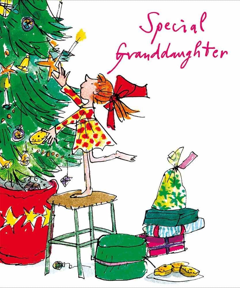 Decorating the Tree Granddaughter Christmas Card