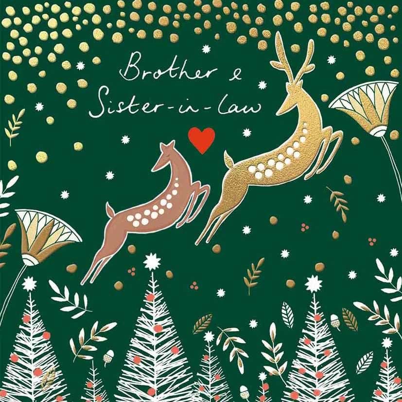 Leaping Deer Brother & Sister-in-law Christmas Card