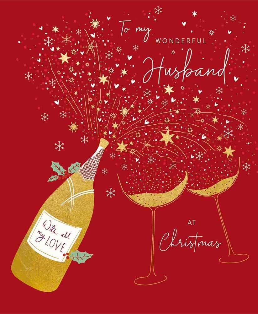 Festive Fizz Husband Christmas Card