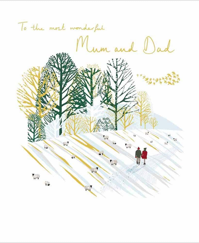 Snowy Walk Mum & Dad Christmas Card