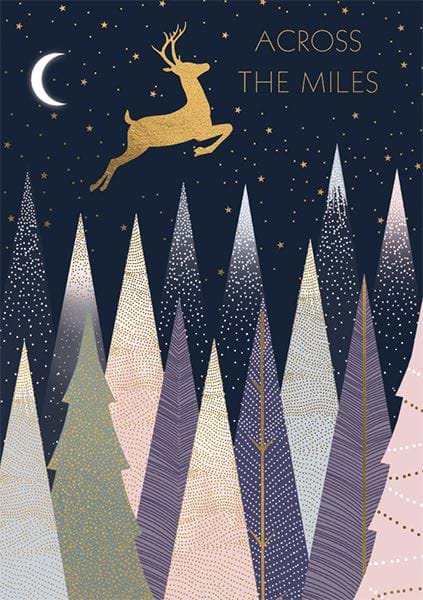 Leaping Deer Across the Miles Christmas Card