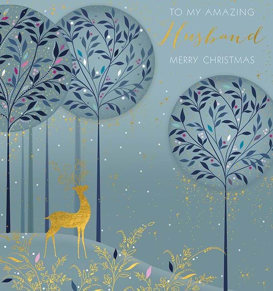 Forest Deer Husband Christmas Card