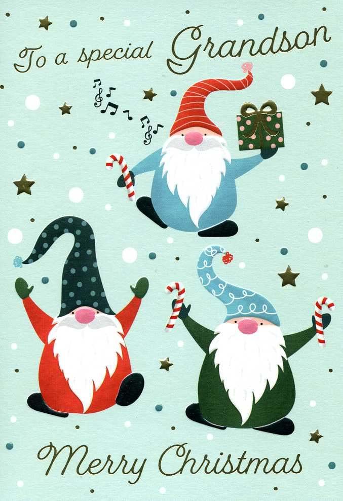 Gnomes Grandson Christmas Card