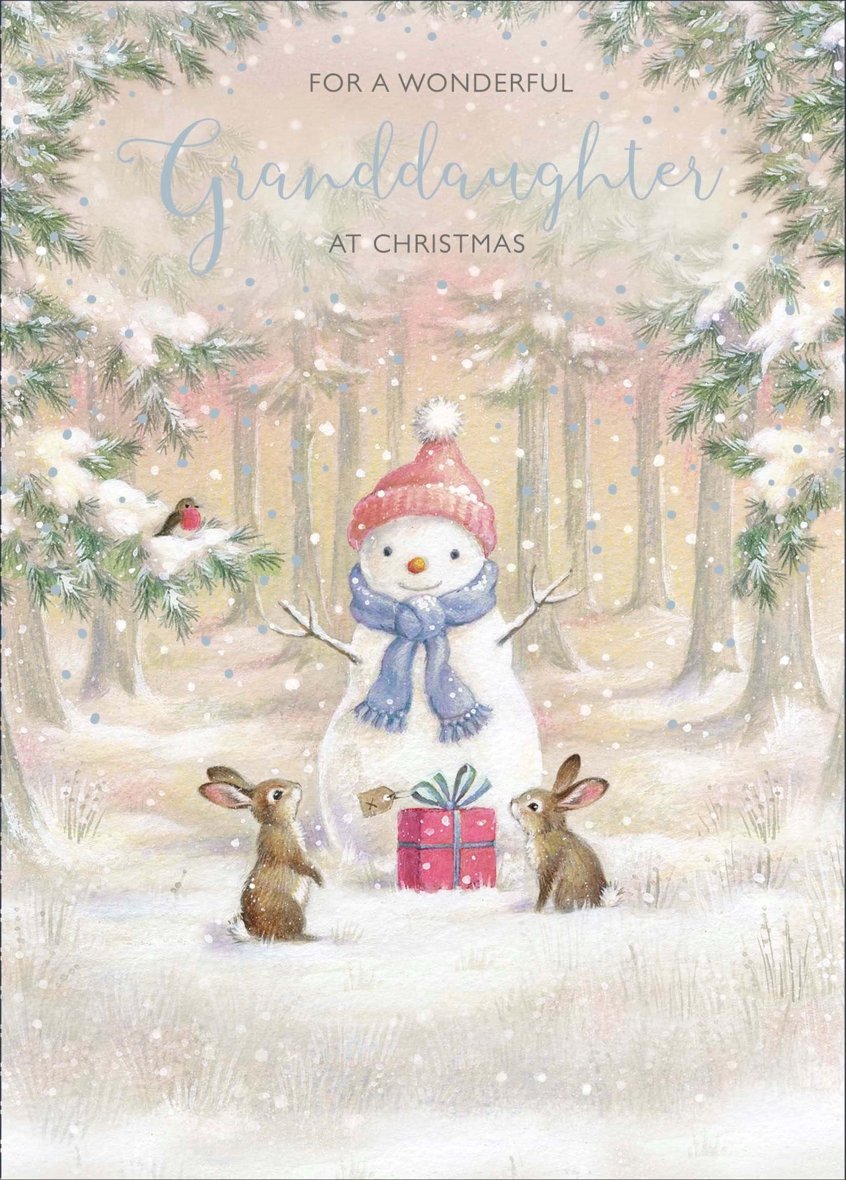 Snowman Granddaughter Christmas Card