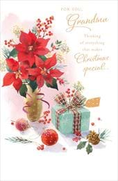 Poinsettia Grandma Christmas Card