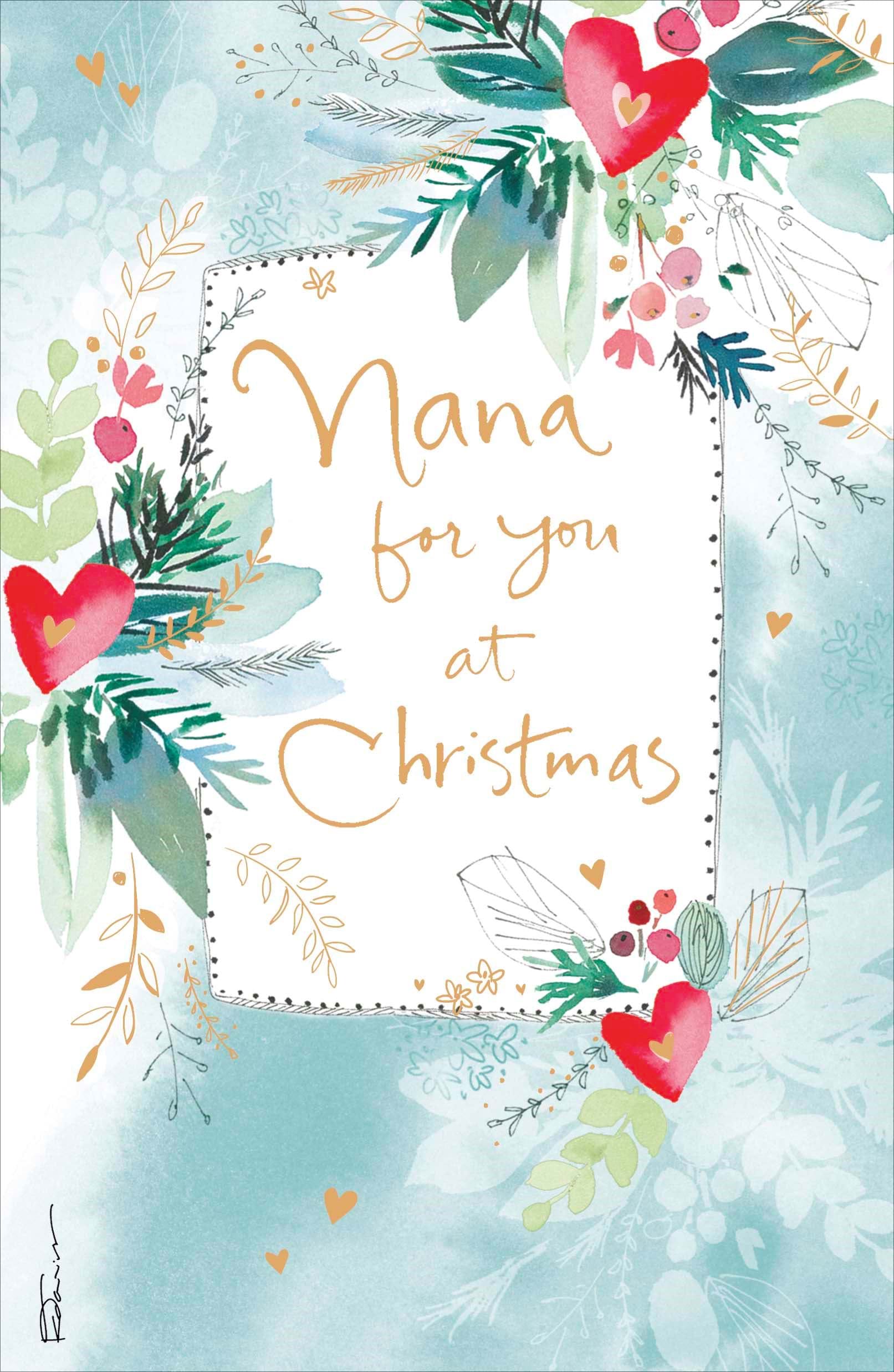 Festive Foliage Nana Christmas Card