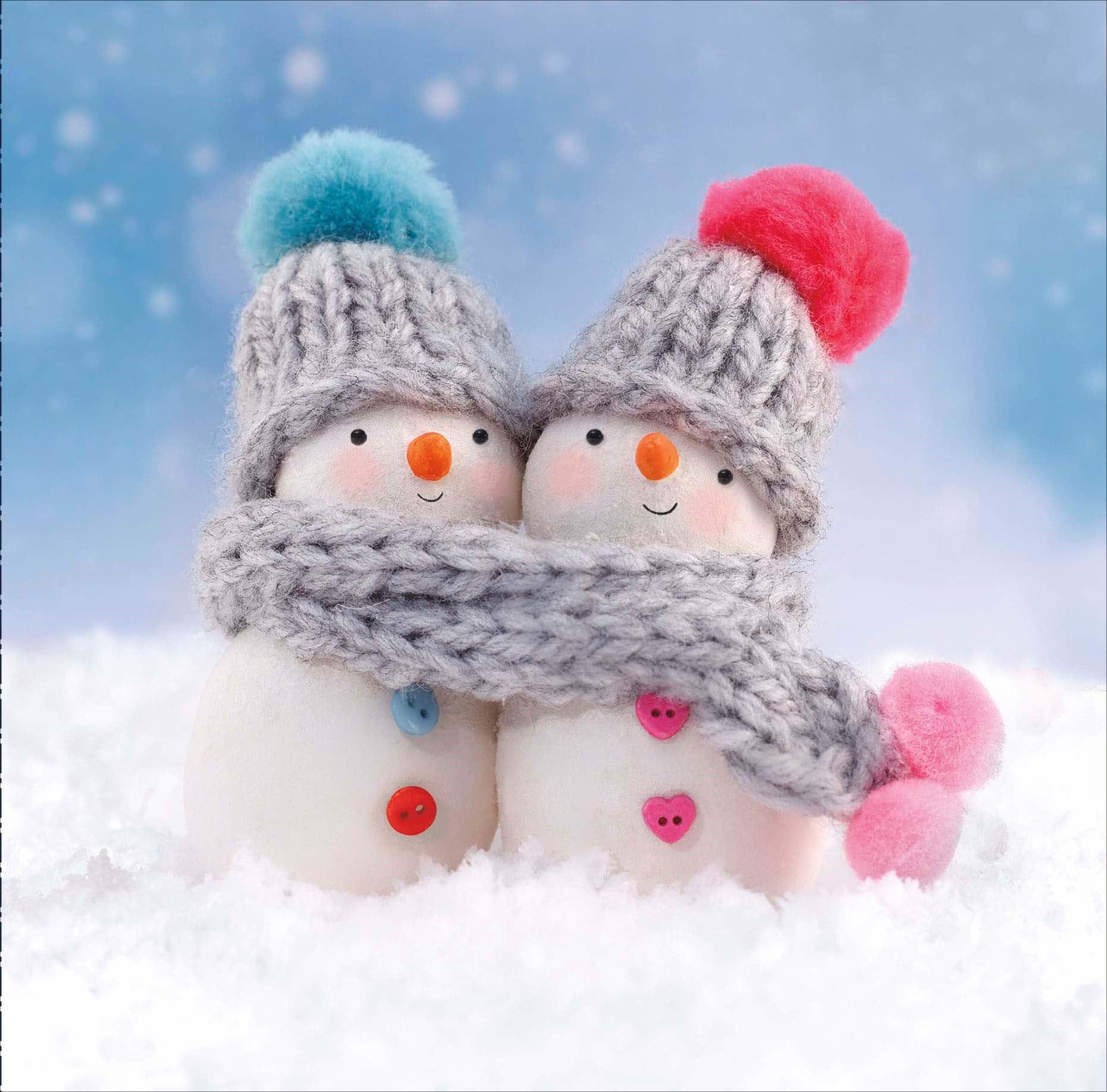 Snow Cuddles Wife Christmas Card