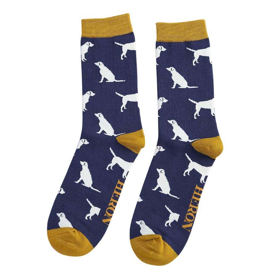 Mr Heron Labradors Bamboo Socks in Navy