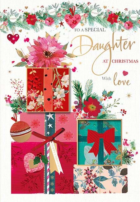 Festive Presents Daughter Christmas Card