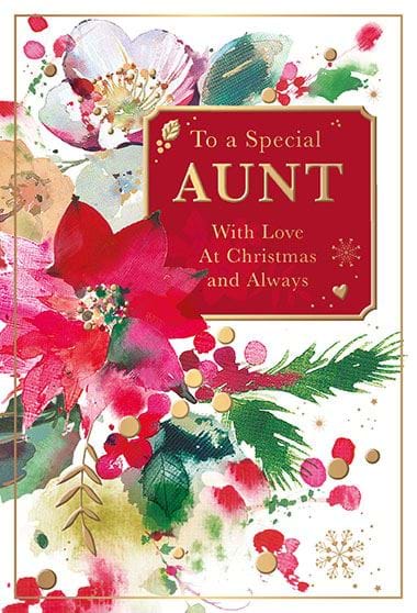 Festive Flowers Aunt Christmas Card