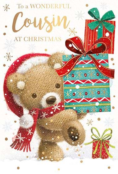 Fuzzy Bear Cousin Christmas Card