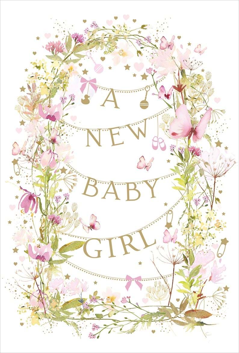 Flowers New Baby Girl Card
