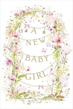 Flowers New Baby Girl Card