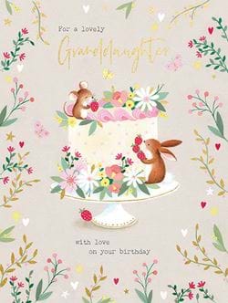 Cake and Critters Granddaughter Birthday Card