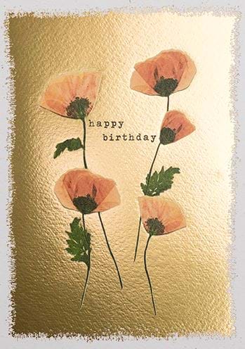 Pressed Poppies Birthday Card