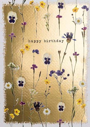 All Over Floral Gold Birthday Card