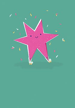 Pink Star Greeting Card