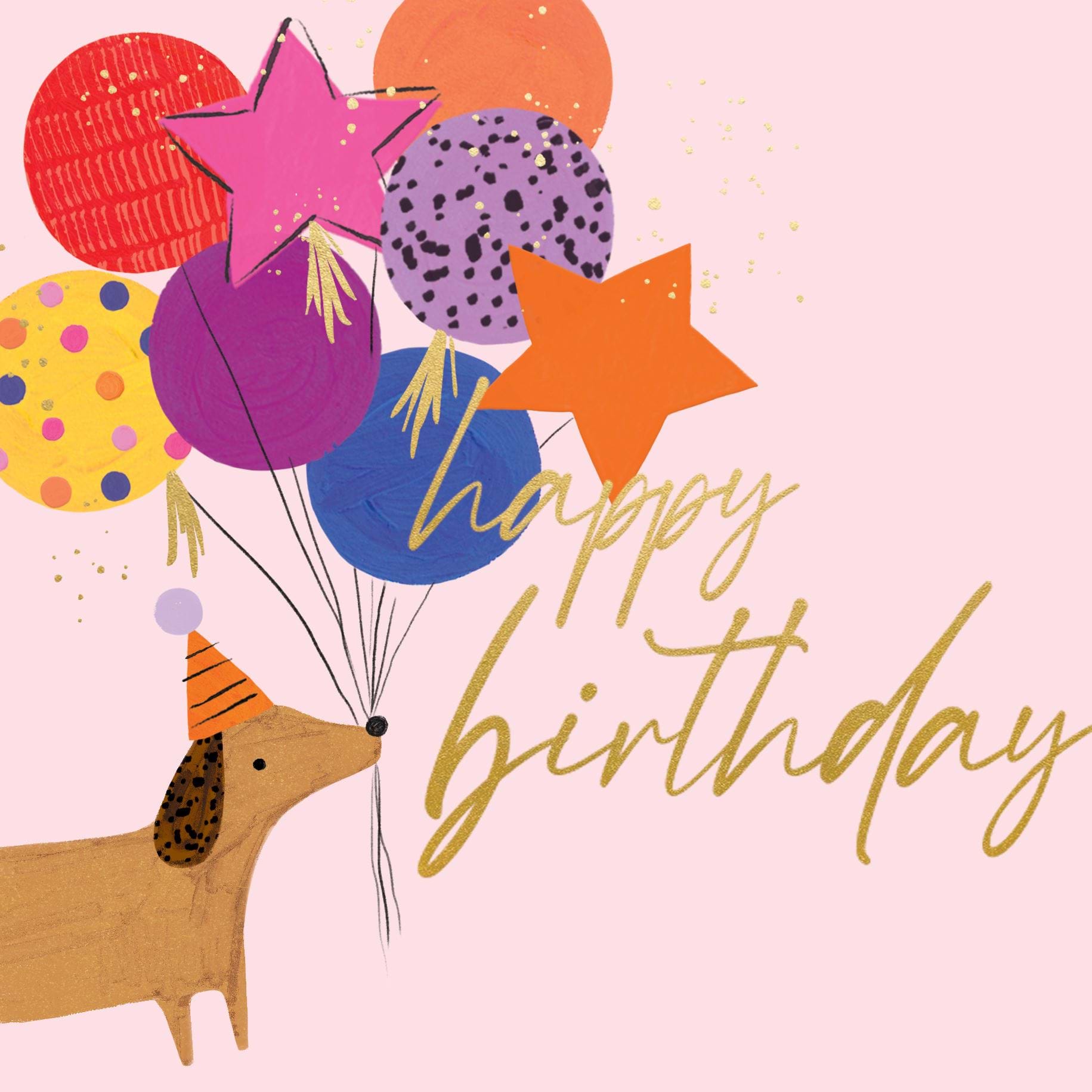 Dog Balloons Birthday Card