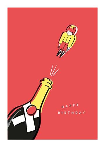 Champagne Cannon Birthday Card