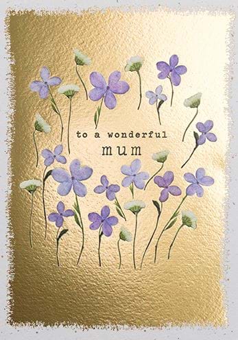 Purple Pressed Flowers Mum Birthday Card