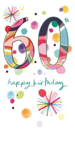 Multicolour 60th Birthday Card