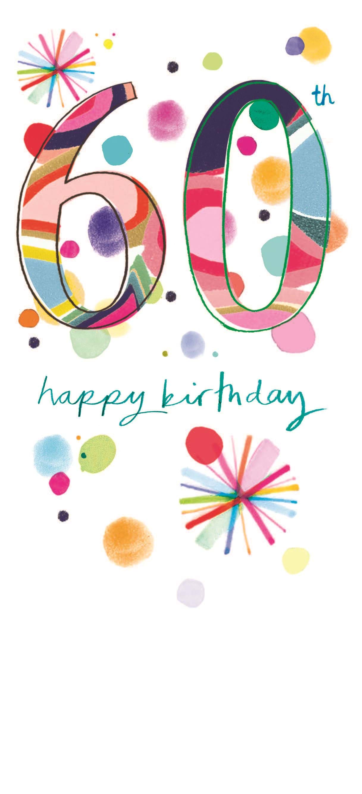Multicolour 60th Birthday Card