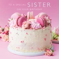 Macaron Cake Sister Birthday Card