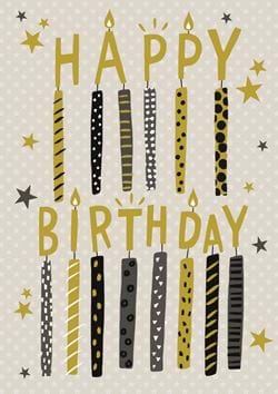 Gold Candles Birthday Card