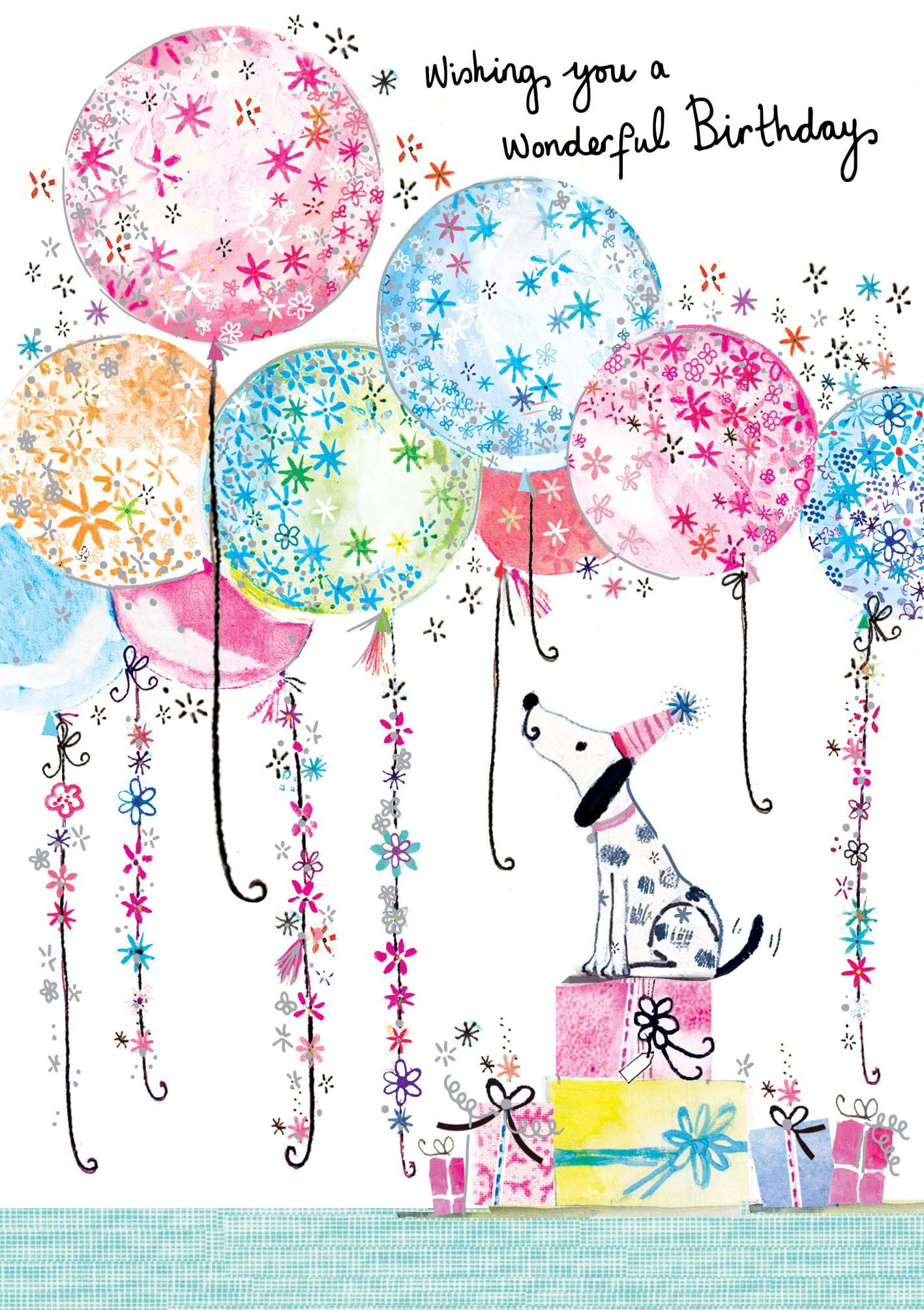 Dog and Balloons Birthday Card