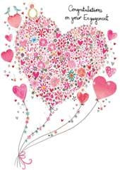 Heart Balloons Engagement Card