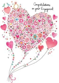 Heart Balloons Engagement Card