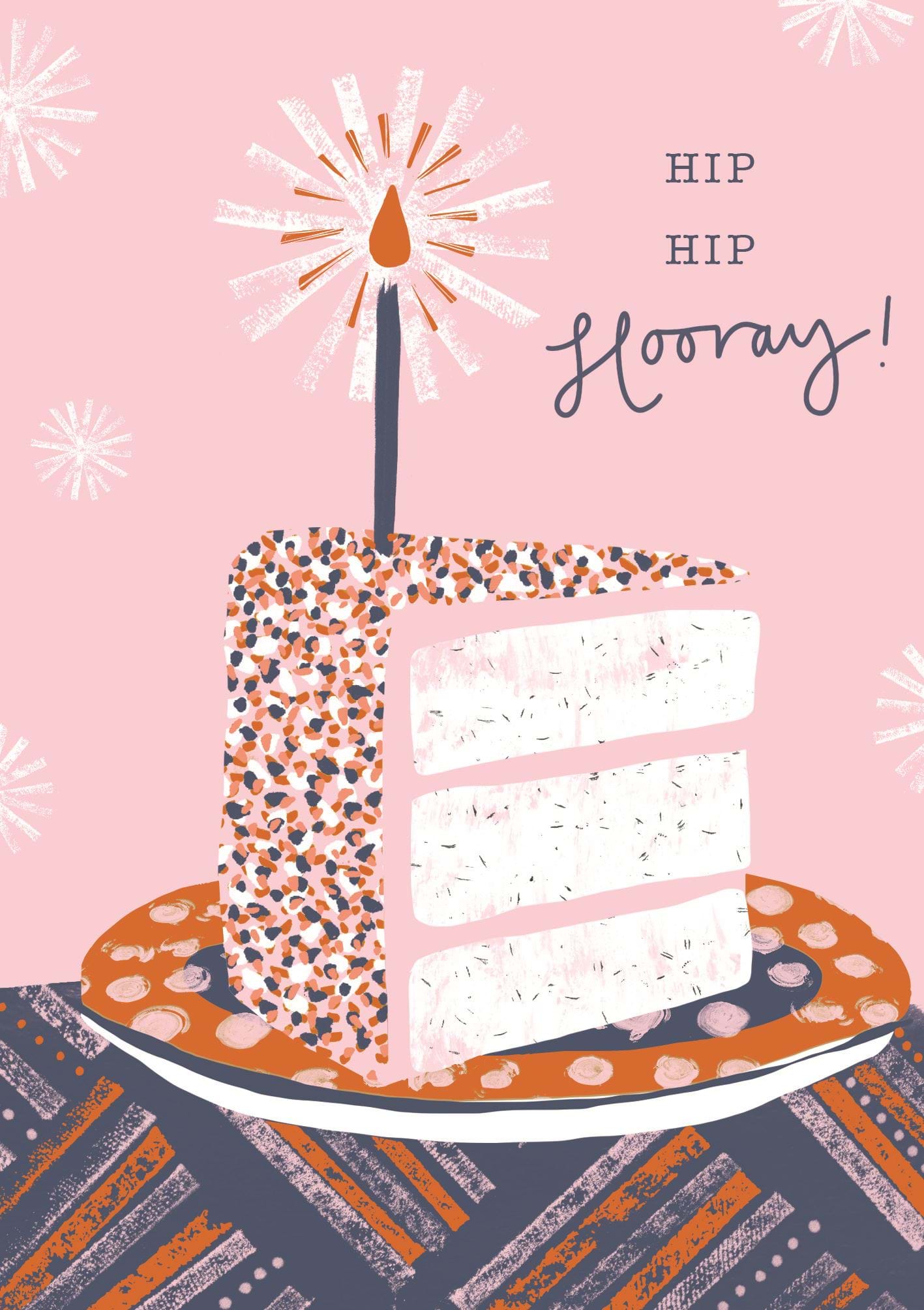 Hip Hip Hooray Cake Birthday Card