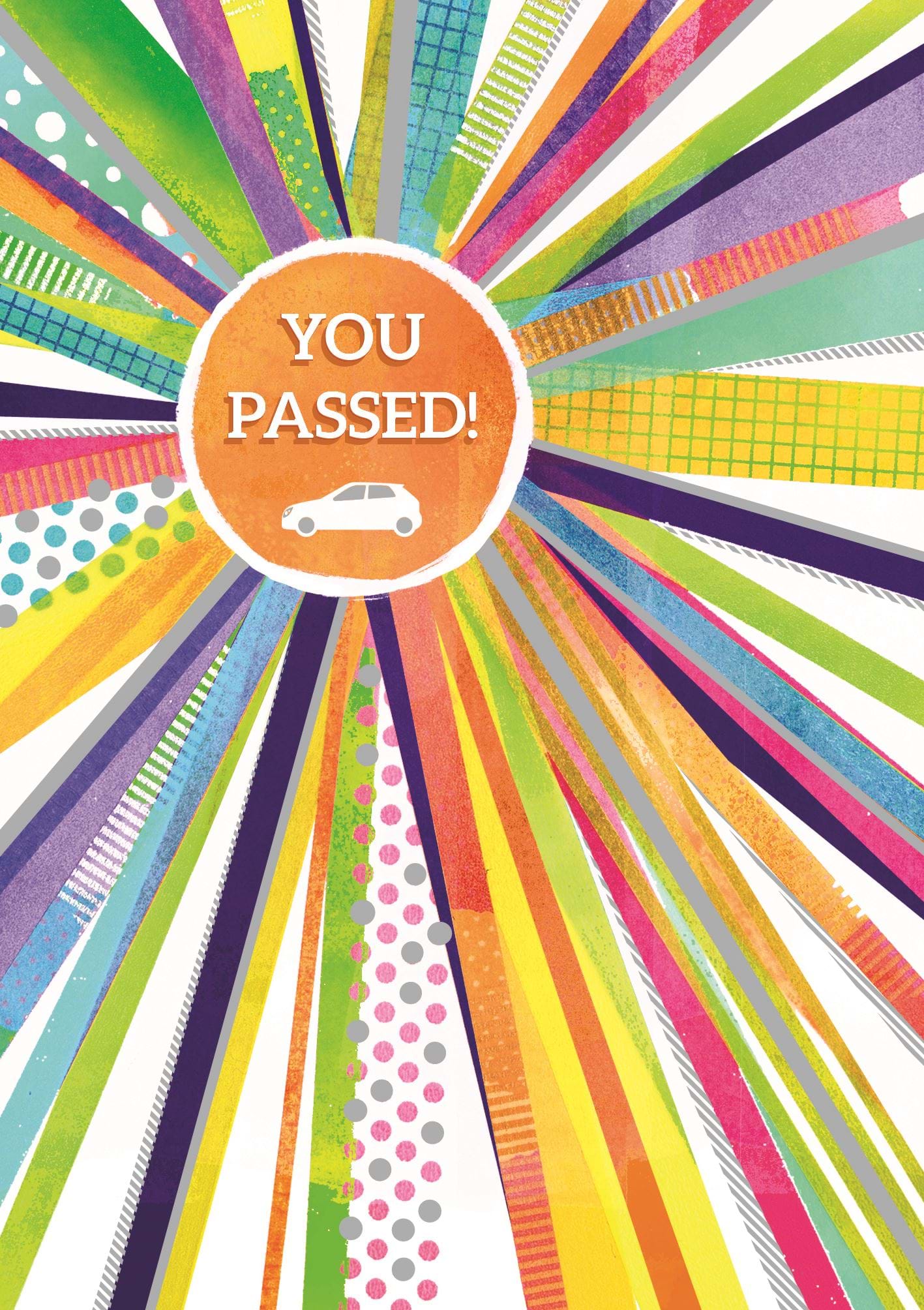 Neon Beams Driving Test Congratulations Card