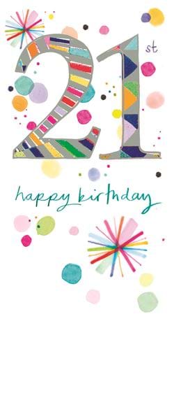 Multicolour 21st Birthday Card