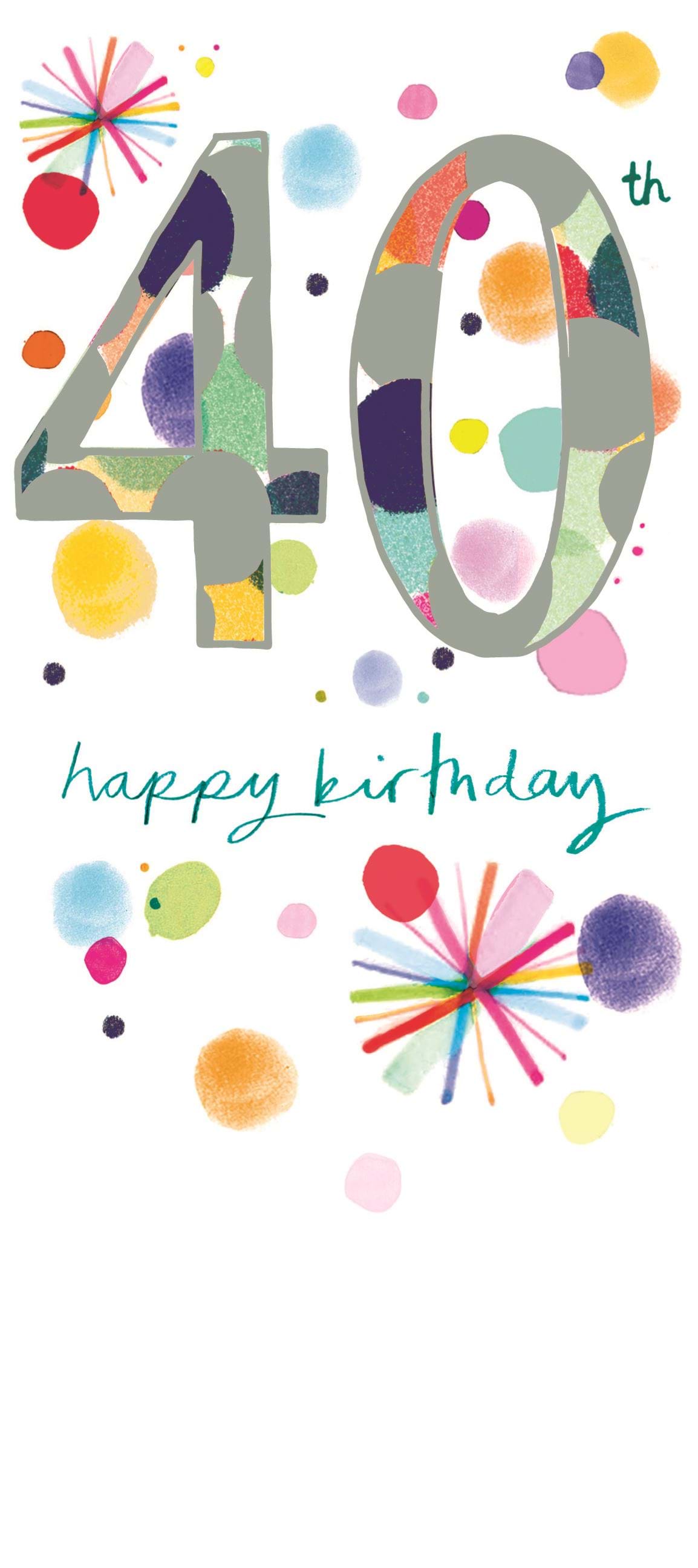 Multicolour 40th Birthday Card