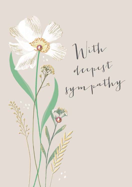 White & Gold Flower Sympathy Card