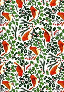 Robins & Holly Christmas Wrapping Paper