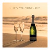 Beach Champagne Valentine's Day Card