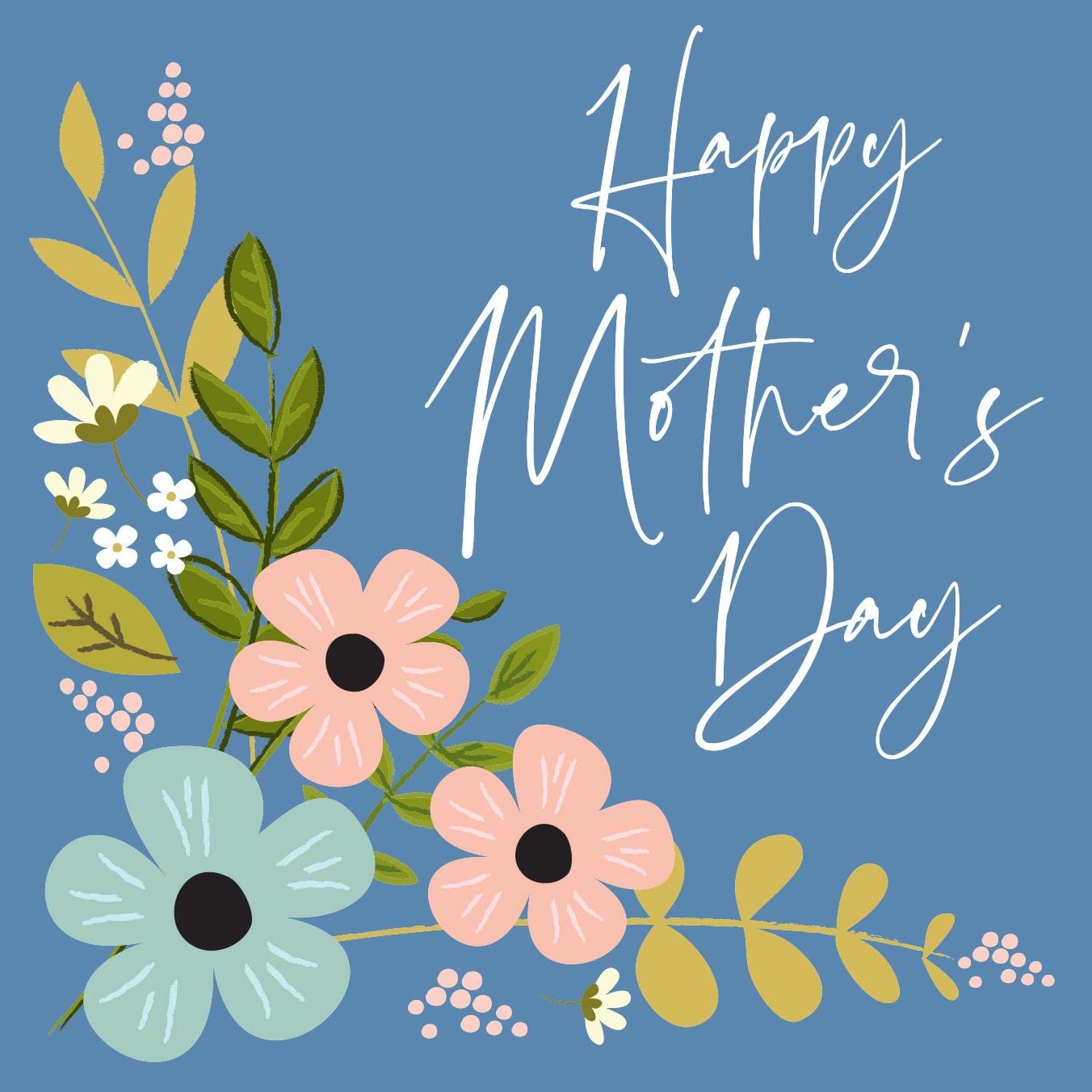 Pink and Blue Flowers Mother's Day Card