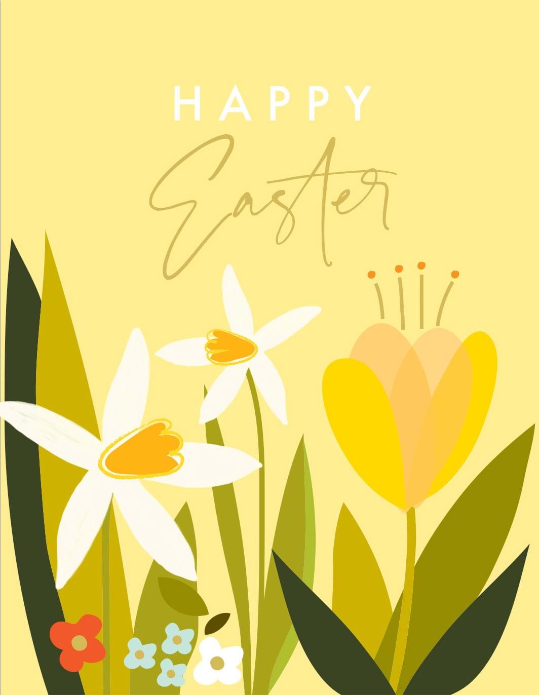 Daffodils and Tulip Easter Card