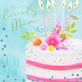 Floral Cake Mum Birthday Card