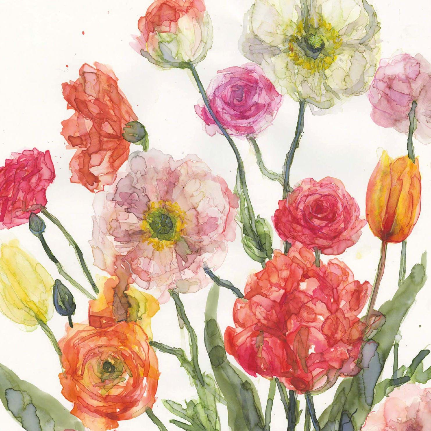 Orange Florals Greeting Card