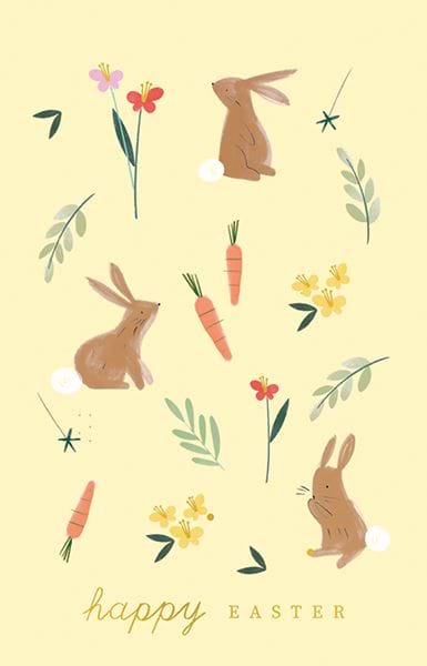 Bunnies and Carrots Easter Card Pack (6)