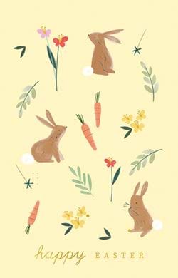 Bunnies and Carrots Easter Card Pack (6)