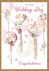 Floral Balloons Wedding Card
