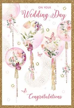Floral Balloons Wedding Card